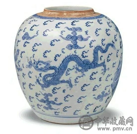 清 雍正 青花龙凤纹罐(1件)