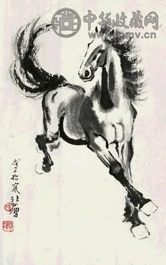 徐悲鸿 奔马图 立轴 设色纸本