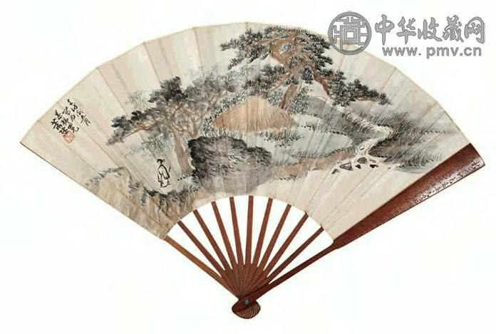 萧愻 1922年作 归去来 扇面 设色纸本