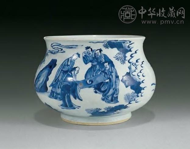 清康熙 青花五老观画炉