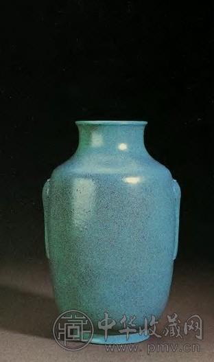 清道光 炉钧釉对双耳灯笼尊