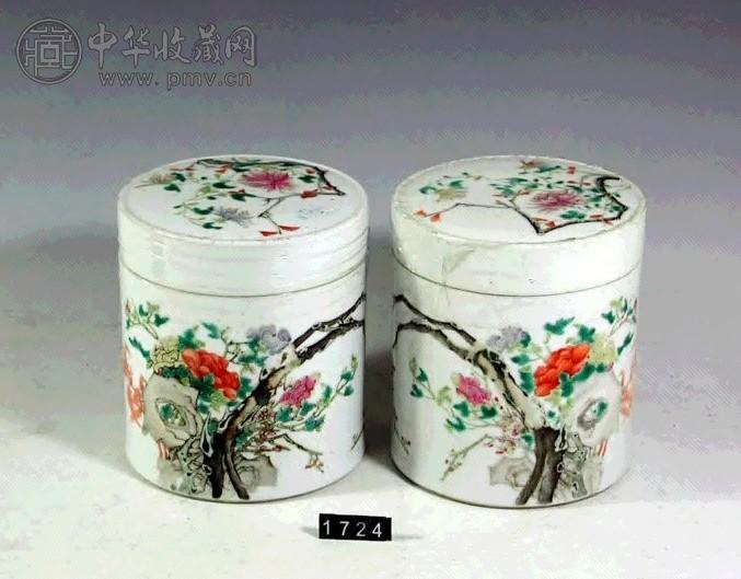 清光绪 粉彩盖罐(2件)