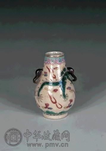 清 粉彩龙纹双耳尊