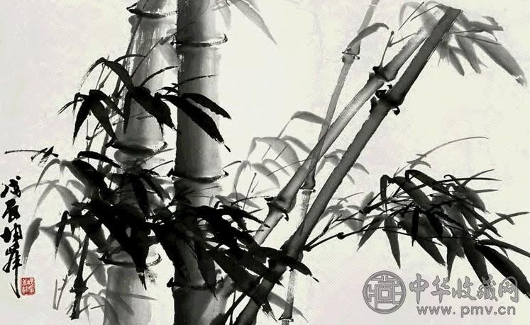 卢坤峰 1988年作 水墨竹子 立轴 纸本