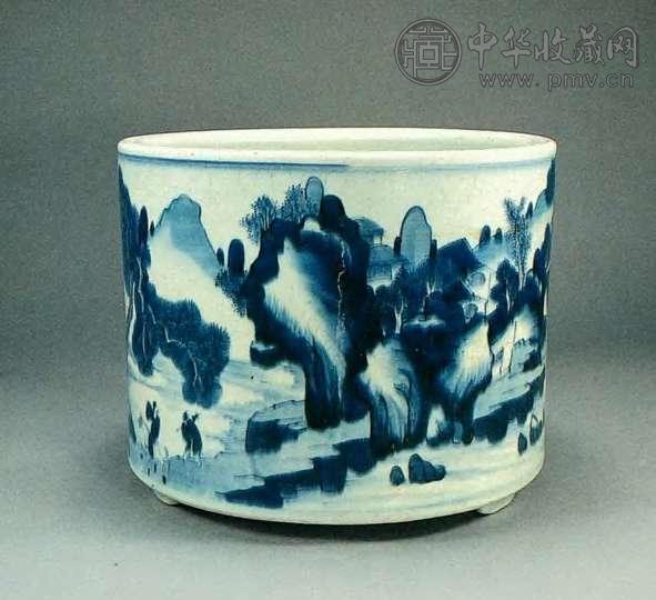 清康熙 青花山水炉