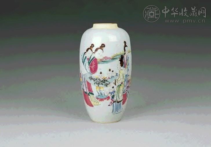 民国 粉彩仕女小罐
