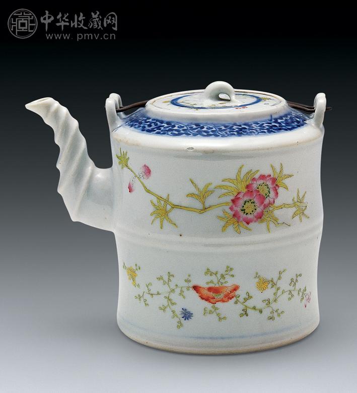 清 青花粉彩茶壶