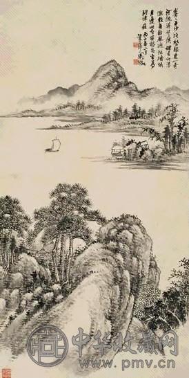 吴徵 1936年作 奇峰候月图 立轴 水墨纸本