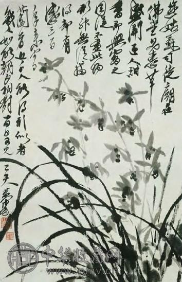 黄胄 现代 兰花 轴