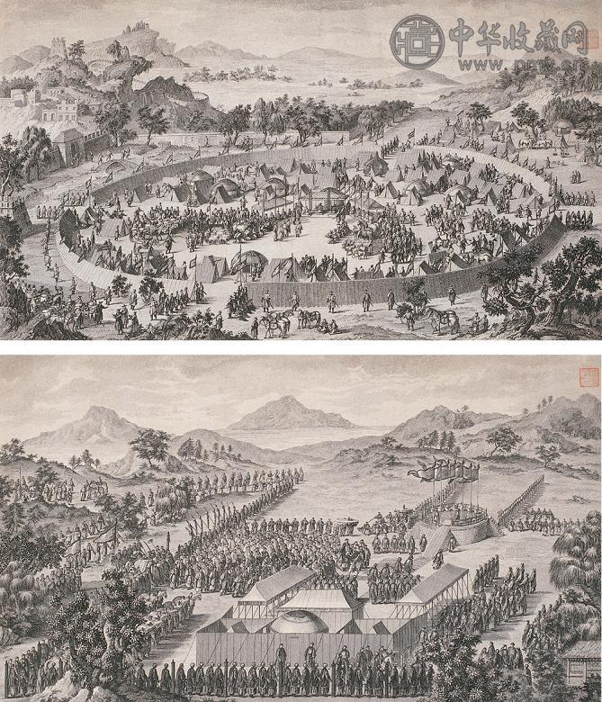 18世纪 清乾隆 郎世宁参与制版的铜版印刷《平定准部、回部战图》