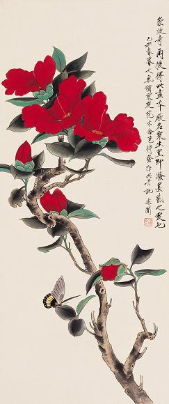 于非闇 1949年作 花蝶图 立轴 设色纸本