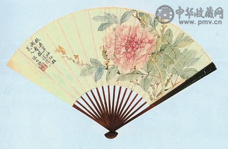 张大壮 牡丹图 扇面 纸本设色