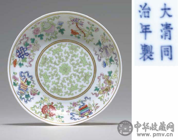 清同治 粉彩八宝纹盘