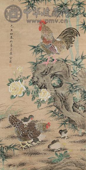 陈之佛 全家福 立轴 设色纸本