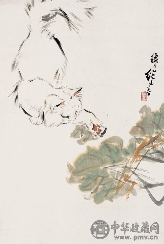 刘继卣 猫戏图 立轴 设色纸本