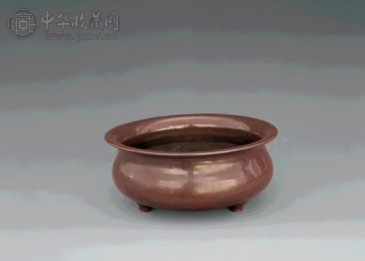 清 紫金砂釉三足炉