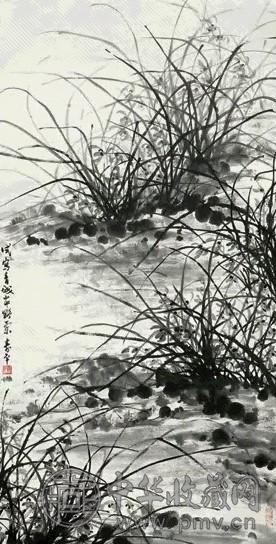 董寿平 青城野兰立轴水墨纸本