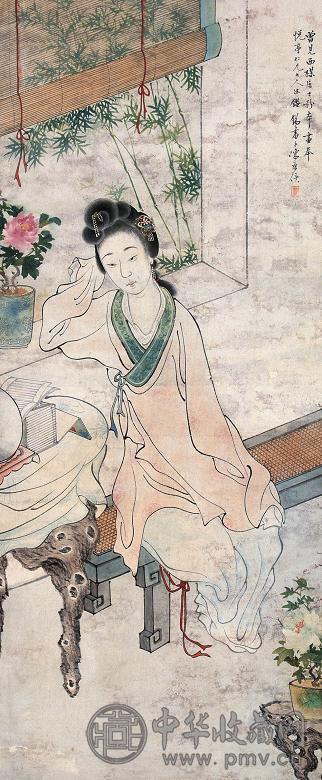 陈康侯 仕女 立轴 设色纸本