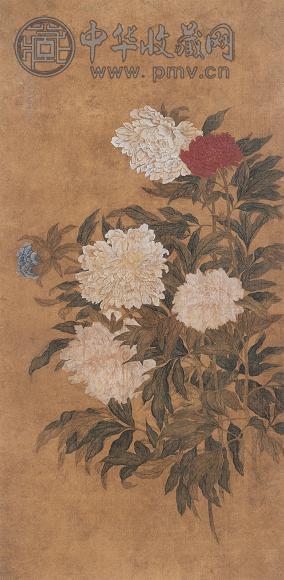 无款 牡丹 立轴 绢本