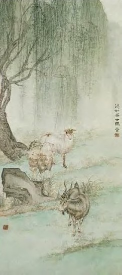 马晋 近代 三羊开泰 轴