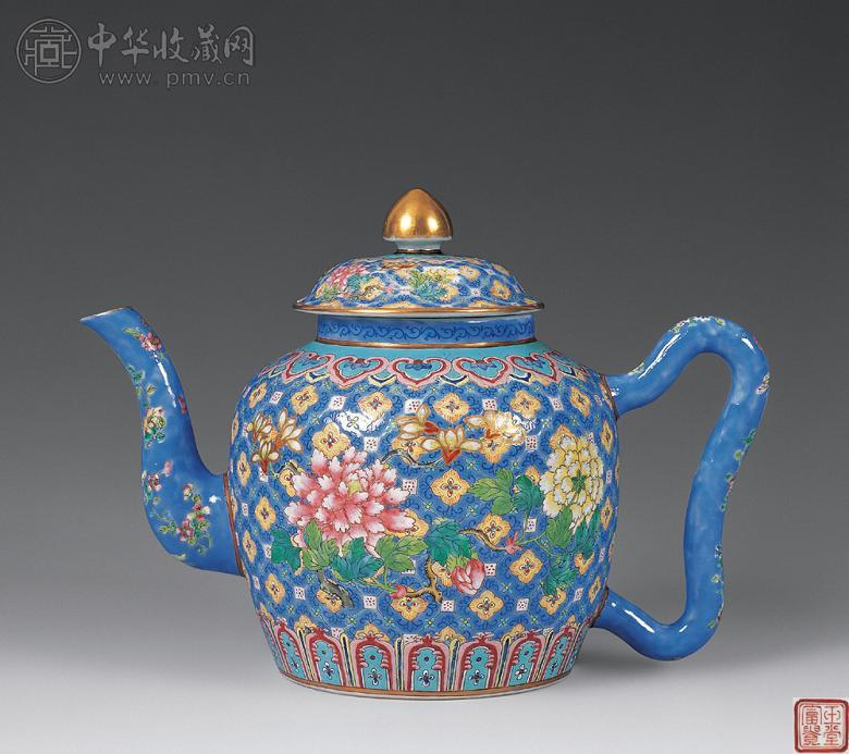 清中期 粉彩大茶壶
