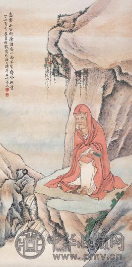 朱良材 1937年作 人物 立轴 设色纸本