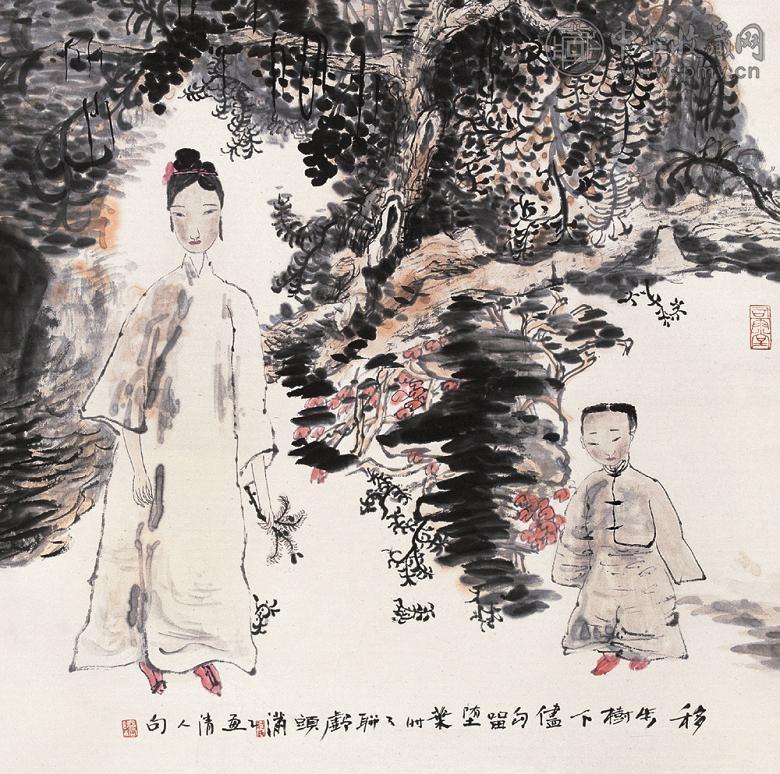 尉晓榕 赏花图 镜心 设色纸本