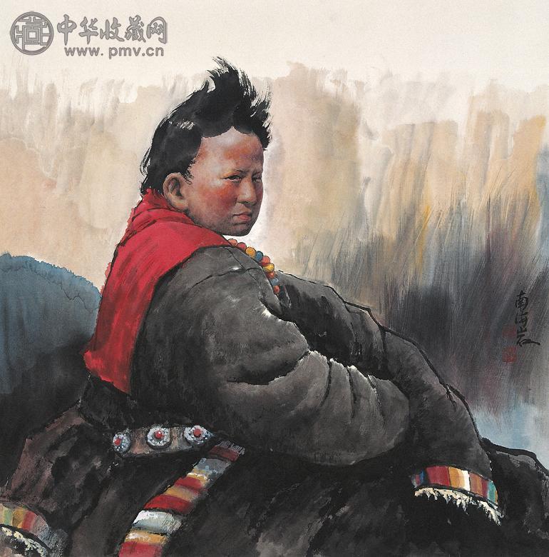 南海岩 人物 镜心 设色纸本