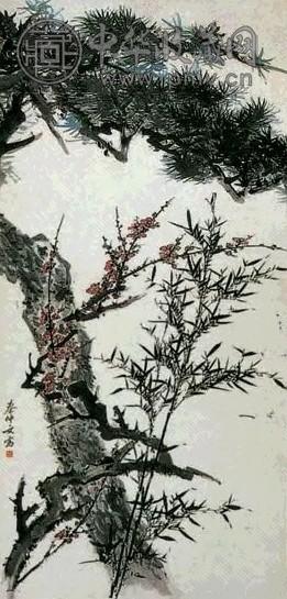 秦仲文 岁寒三友 轴