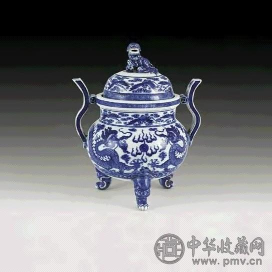 清 青花云龙香炉