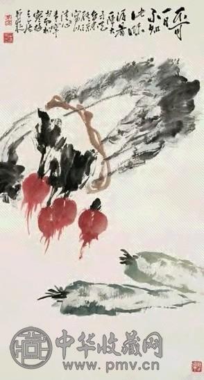 于希宁 蔬菜 立轴 设色纸本