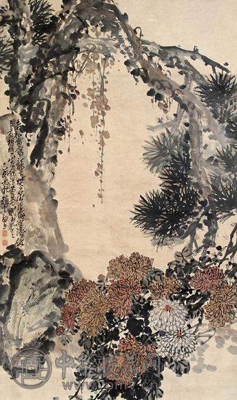 赵云壑 1915年作 花卉 立轴 设色纸本