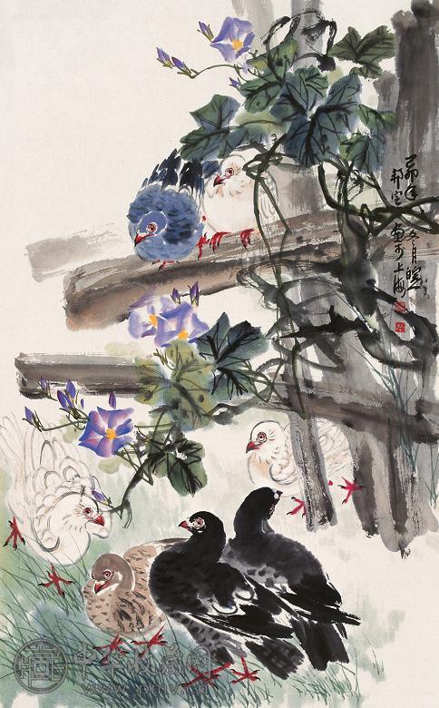 黎邦定 1999年作 花鸟 镜心 设色纸本