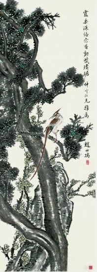 赵叔儒 花鸟 立轴 设色纸本