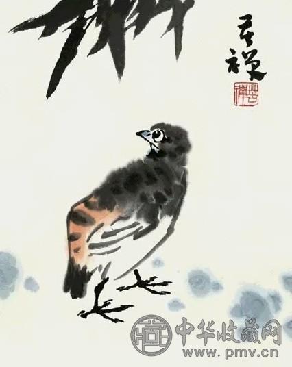 李苦禅 鹌鹑 立轴 设色纸本