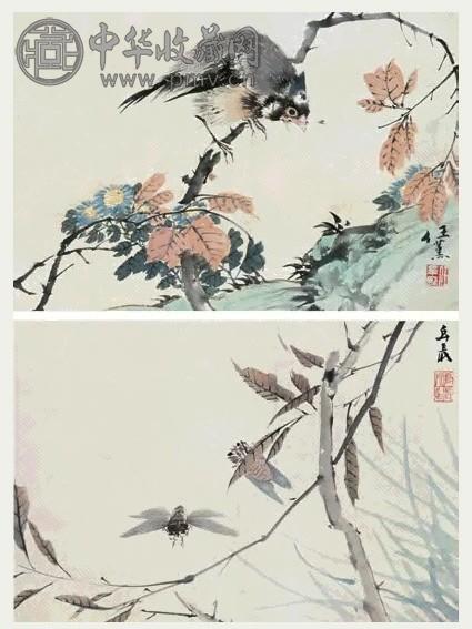 任薰 花鸟 立轴 设色纸本