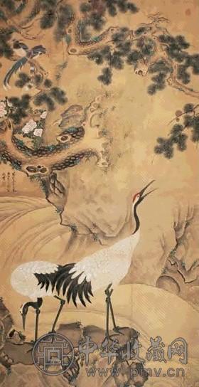 成化御笔(款) 1487年作 松鹤图 立轴 设色绢本