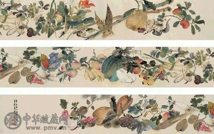 柳君然 1931年作 四时幽趣图卷 手卷 设色绢本