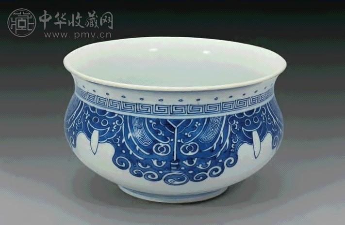 清康熙 青花饕餮纹香炉