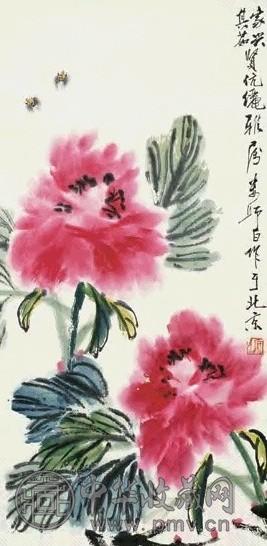 娄师白 牡丹 立轴 设色纸本