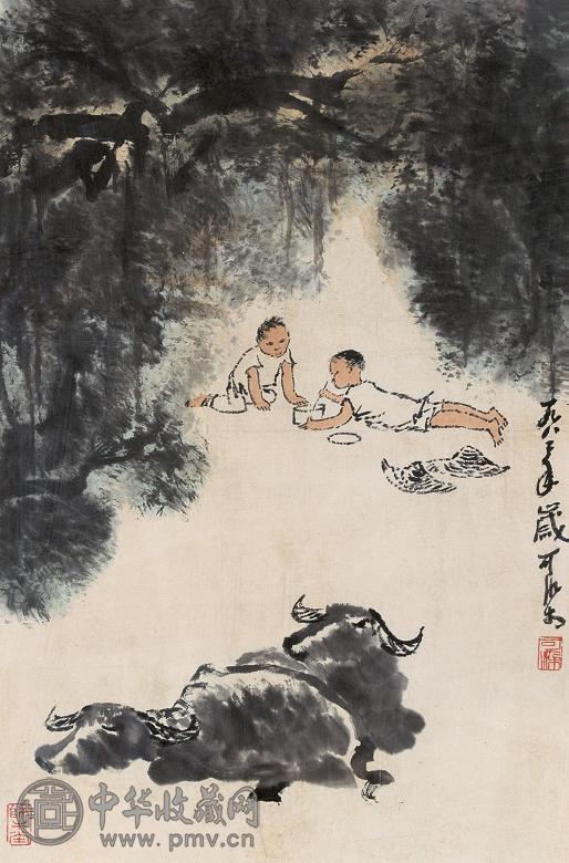 李可染 1982年作 人物 镜心 设色纸本