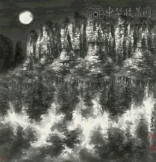 吕云所 山水 镜心 设色纸本