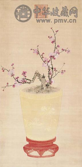 慈禧太后 盆花 立轴 设色绢本