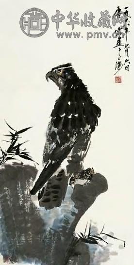 现代 唐云 鹰 镜心