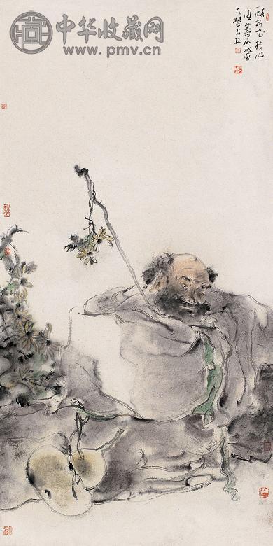 安林 醉折花枝作酒筹 镜心 设色纸本