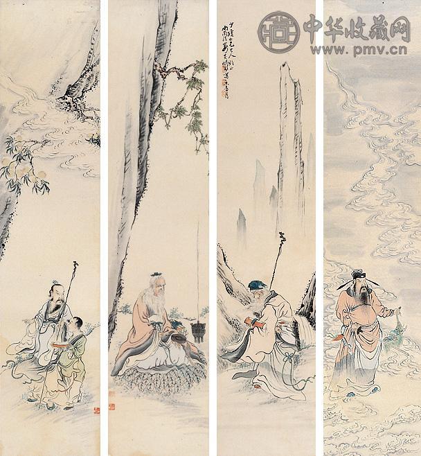黄山寿 人物 屏轴 设色纸本