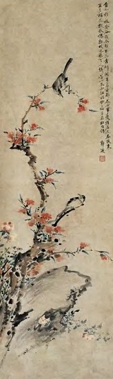 郭适 1980年 花鸟 轴