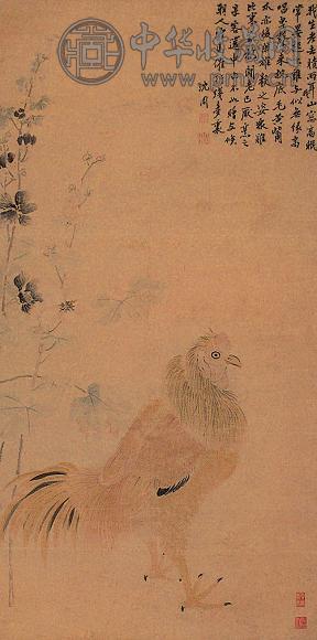 沈周(款) 鸡 立轴