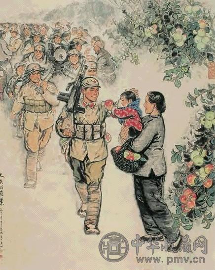 唐大禧 1973年 人民的苹果 立轴 设色纸本