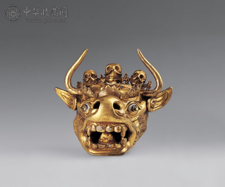 清 铜鎏金降阎魔尊头像